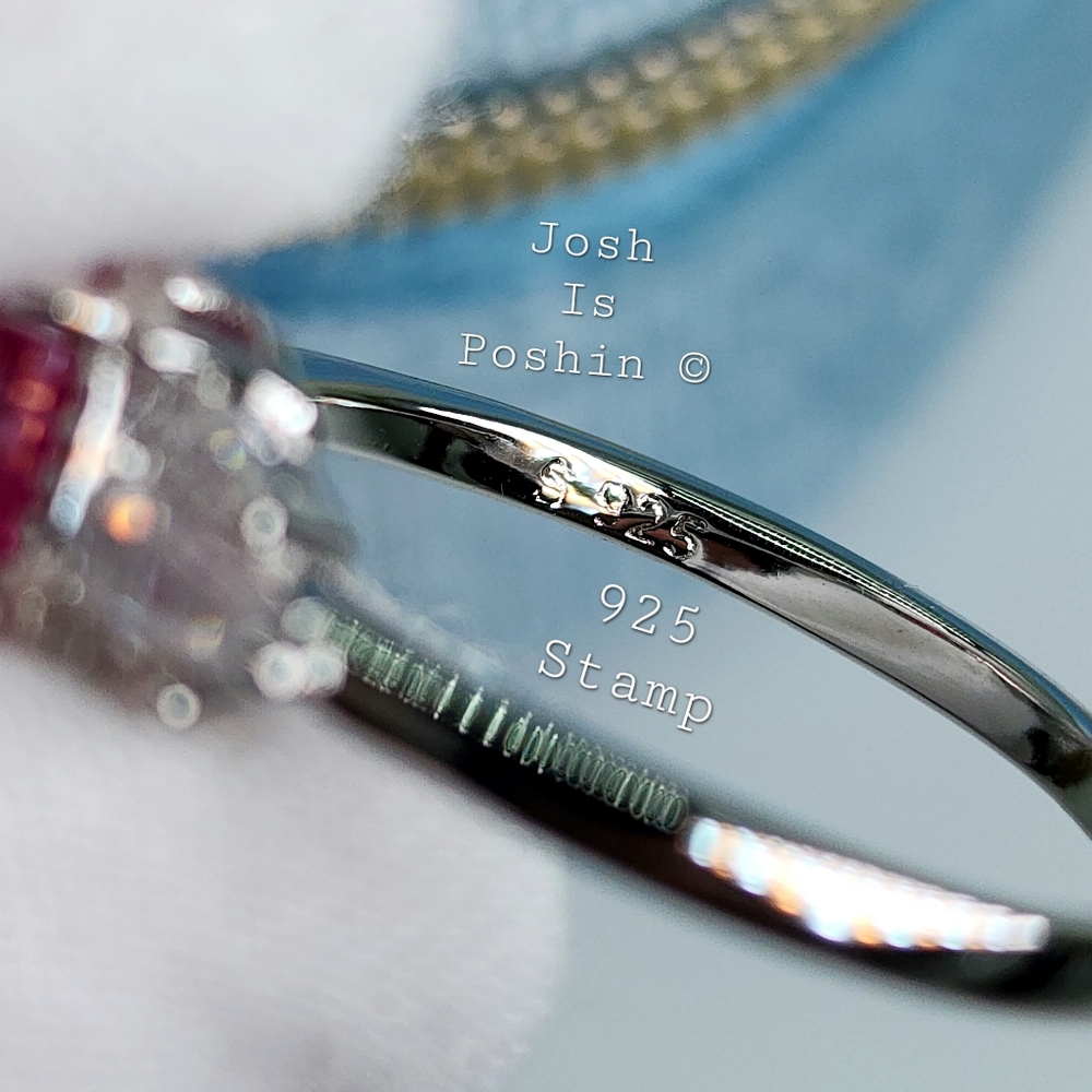 Genuine oval pink sapphire ring in sterling silver - Picture 10 of 10